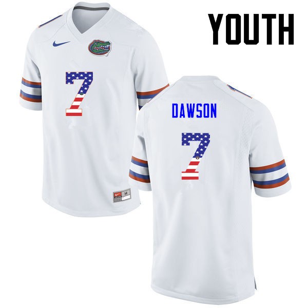 Florida Gators Youth #7 Duke Dawson College Football Jersey USA Flag Fashion White